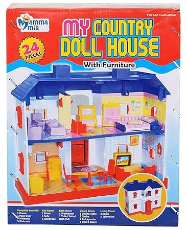 CkTech Beautiful Doll House Pink Dream Palace with Light, Furniture, Figurines (40 Pcs) (Doll House 24 pcs)