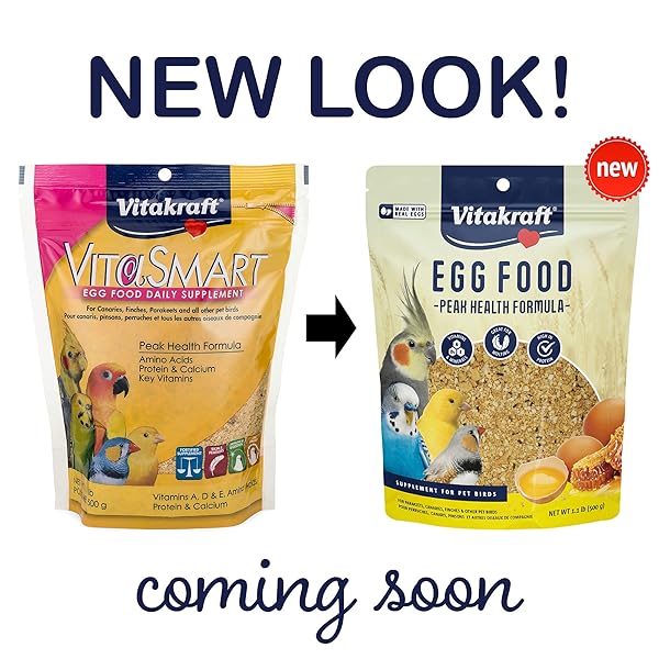 VITAKRAFT VITASMART EGG FOOD FOR BIRDS – DAILY SUPPLEMENT FOR PARROTS, PARAKEETS, COCKATIELS, AND CANARIES – BIRD CALCIUM SUPPLEMENT 1.1 POUND (PACK OF 1)