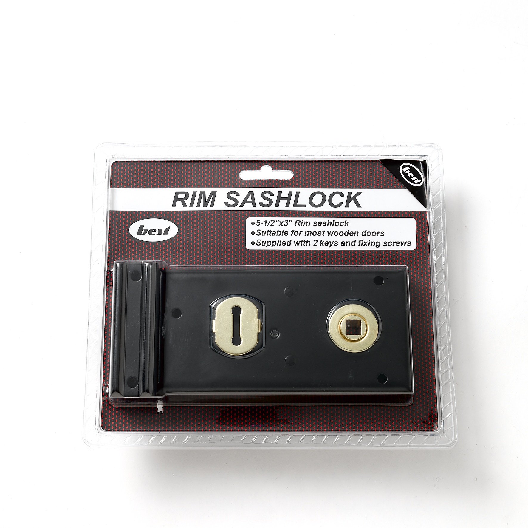 Merriway® BH00517 5.5 x 3-inch Surface Fixing Rimlock Sashlock - Black