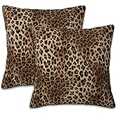 Naqiuli Throw Pillow Covers Leopard Pattern Pillow Covers 16x16 Inch Set of 2 Animal Print Throw Pillows Decorative Pillow Cases Cushion Covers for Bedroom Livingroom Sofa Farm House