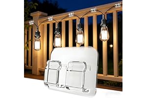 Hooks for Outdoor String Lights, 40Pack Heavy Duty Outdoor Light Clips, Self-Adhesive Weatherproof Wire Holders - Damage-Free
