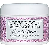 Body Boost Lavender Vanilla Stretch Mark Butter 8 oz.- Helps Treat Stretch Marks and Scars- Pregnancy and Nursing Safe- with Shea Butter