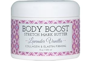 Body Boost Lavender Vanilla Stretch Mark Butter 8 oz.- Helps Treat Stretch Marks and Scars- Pregnancy and Nursing Safe- with Shea Butter