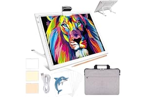 Rechargeable A3 Light Box with Built-in Foldable Stand and Carry Bag, iVAOOZE Wireless Light Pad for Cricut Weeding Vinyl, Diamond Painting, Drawing Crafting Light Board for Tracing, Sketching (White)