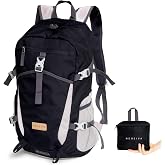 300D Tear-Resistant 35L Foldable Backpack Collapsible Hiking Travel Daypack | With Rain Cover, Chest Strap, Washable Fabric, Sturdy SBS Zippers, Light, Multi-Pocket, Packable, Waterproof, For Men &amp; Women