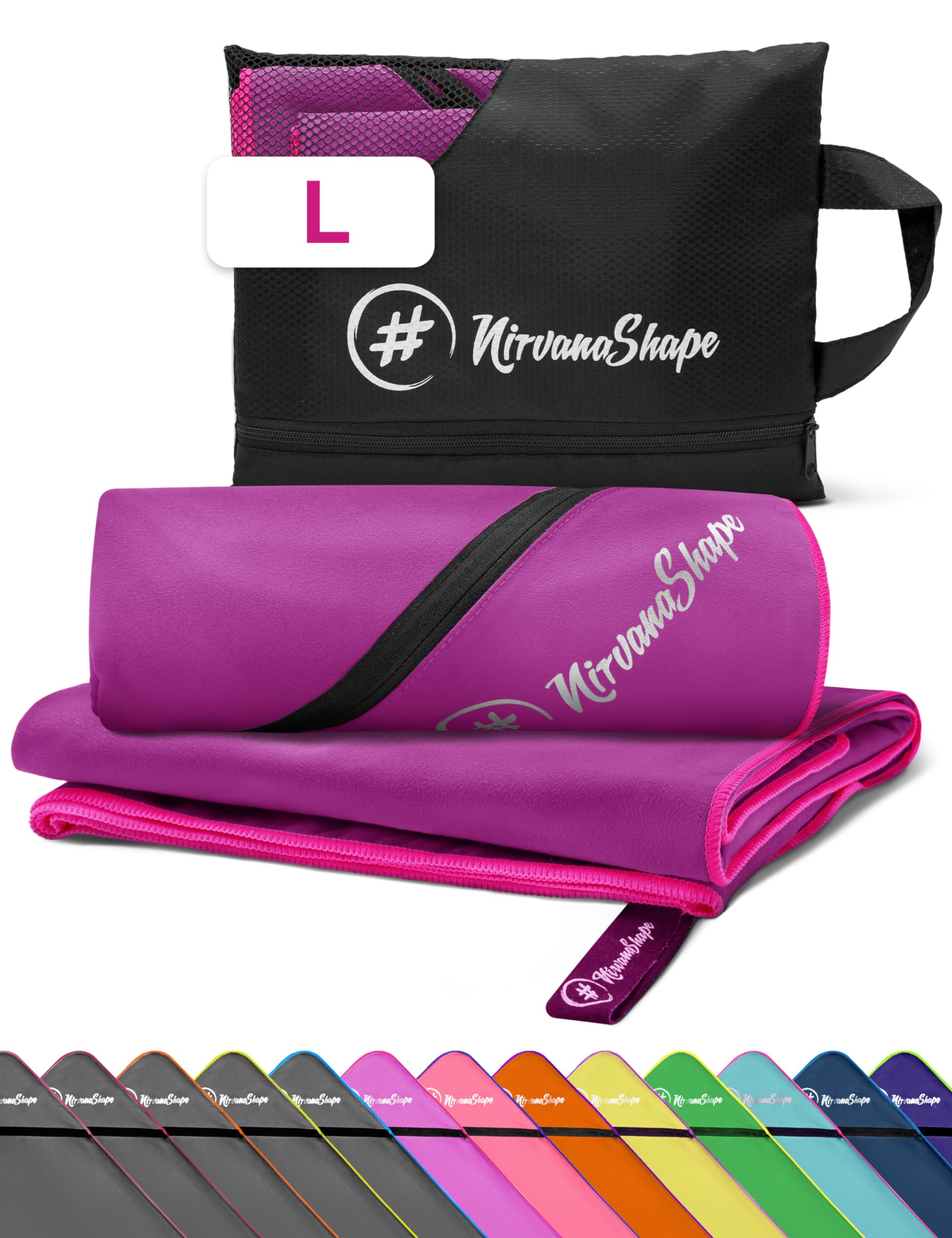 NirvanaShape Microfiber - Travel Towel for Beach, Sports, L 140 x 70 cm
