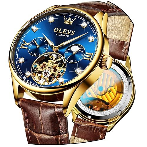 OLEVS Dress Automatic Watch for Men Luxury Diamond Mechanical Self