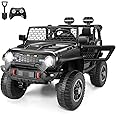 Hikole 24V Ride on Car, w/Remote Control, 4 * 100W Power Electric SUV, Wide Seat for 2 Kids, Ride on Toys for Boys&Girls, Spring Suspension, Colorful Lights, Shovel, Music&Horn, Easier Towing, Black