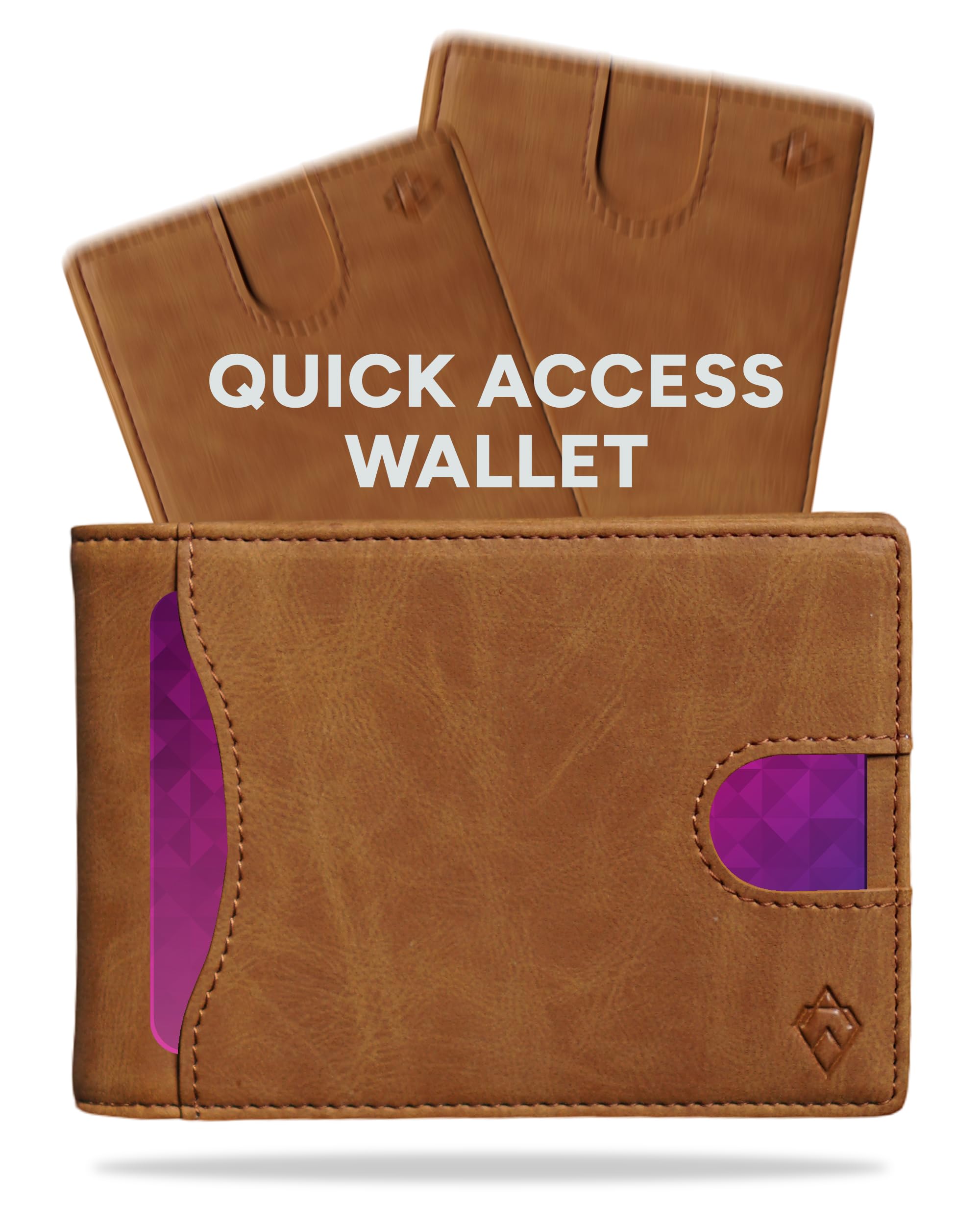 AKIELO RFID Blocking Bifold Card Wallet with Pull Tab and Gift Box – Stylish Mens Wallet – Credit Card Holder Wallets for Men (Delta - Tan Edition)