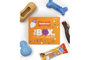 Nylabone Dog Gift Box, Includes 4 Rubber Strong Chew Toys and 1 Natural Treat, Gifts for Dogs, Small - Up to 25 lbs, 5 Pack