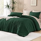 Andency Dark Emerald Green Comforter King Size Set, 3 Pieces Boho Bedding Set & Collections, Farmhouse Tufted Forest Green Bedding Comforter Sets for King Bed (1 Comforter 104x90In, 2 Pillowcases)
