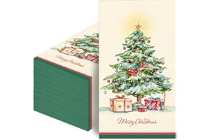 COQUETTEBOW012 100 PCS Christmas Napkins Disposable | 3 Ply Paper Christmas Tree Napkins, Decorative Napkin for Bathroom Home Kitchen Dinner, Guest Paper Hand Towels for Xmas Winter Holiday Party Supplies
