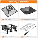 Yaheetech Square Fire Pit 86cm Outdoor Patio Heater Table with Cover view 6