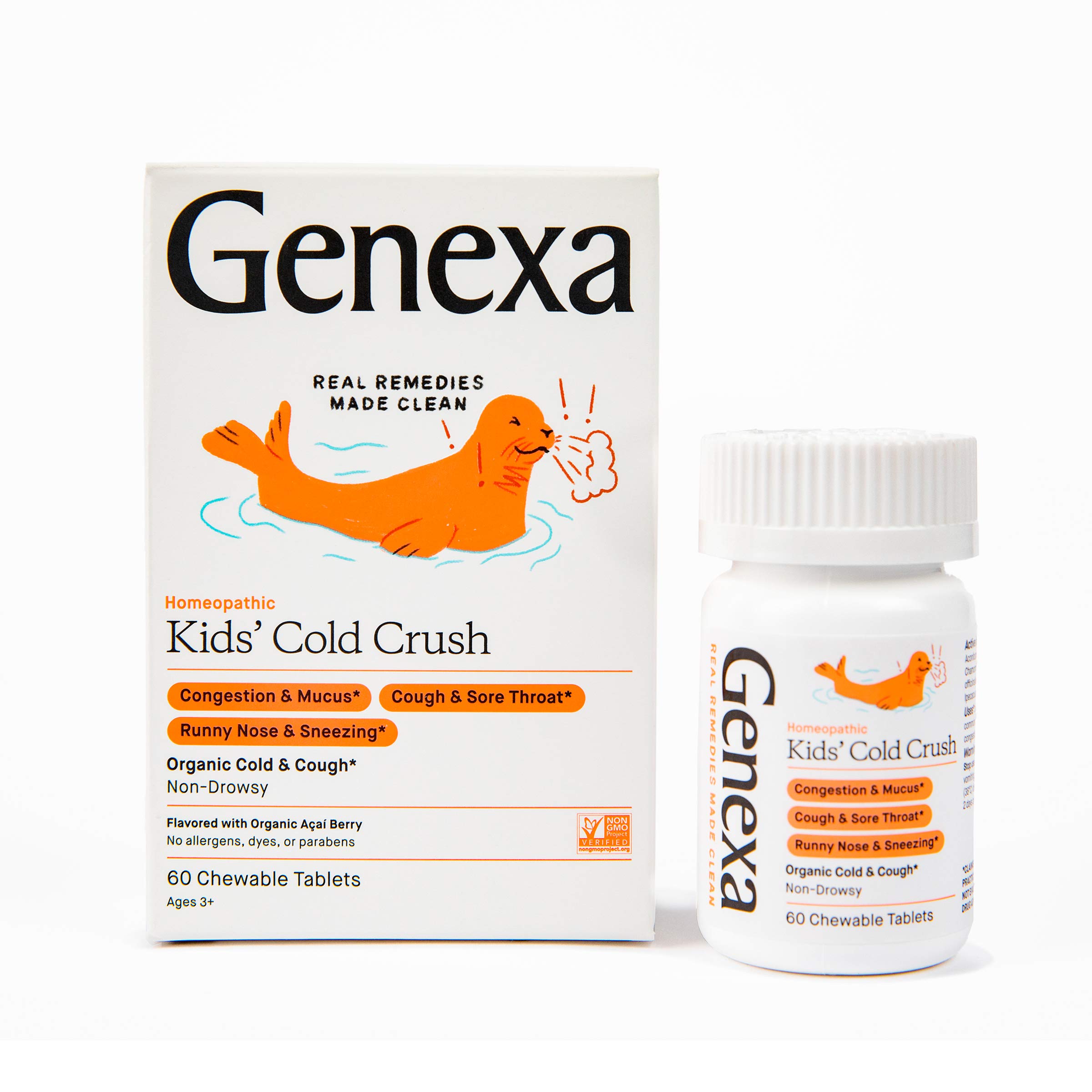 Genexa Kids' Cold Crush 60 Tablets Certified Organic & NonGMO