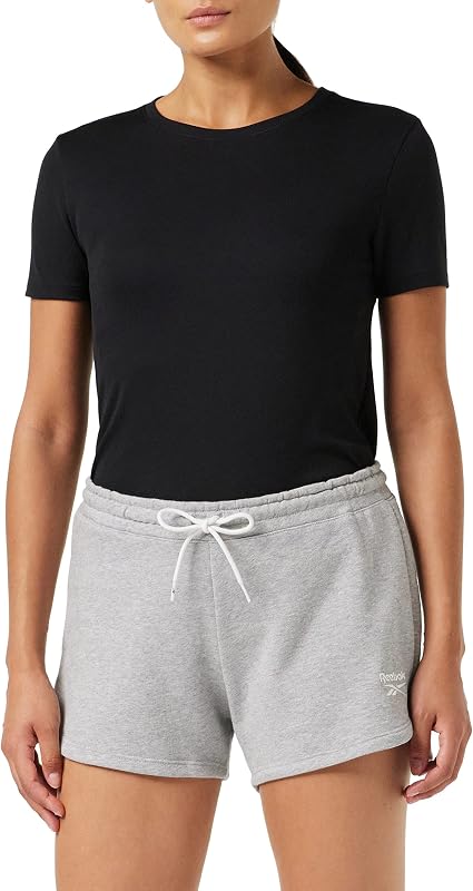Identity French Terry - Pantaloncini da Donna, Grigio/Bianco (Medium Grey Heather/White), S