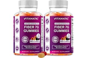 Vitamatic Extra Strength Prebiotic 7g Fiber, 60 Gummies - 2 Pack | Zero Sugar Added, Supports Digestive Health & Regularity*,