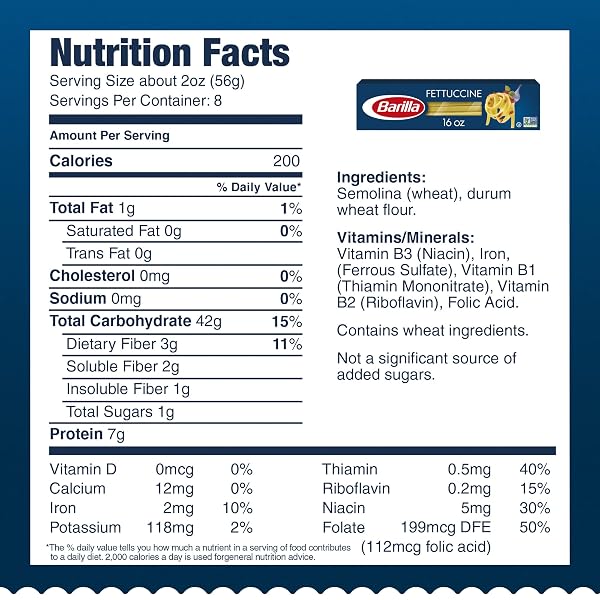 BARILLA FETTUCCINE PASTA, 16 OZ. BOX – NON-GMO, MADE WITH DURUM WHEAT SEMOLINA – KOSHER CERTIFIED