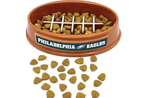PETS FIRST NFL Super-Bowl Philadelphia Eagles Slow Feeder Dog & Cat Bowl. Football Design for Healthy Digestion. Non-Slip for Large & Small Pets