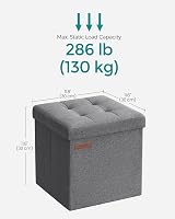 SONGMICS Storage Ottoman Bench Footrest 30x30x30 cm Dark Grey LSF028G20 view 5