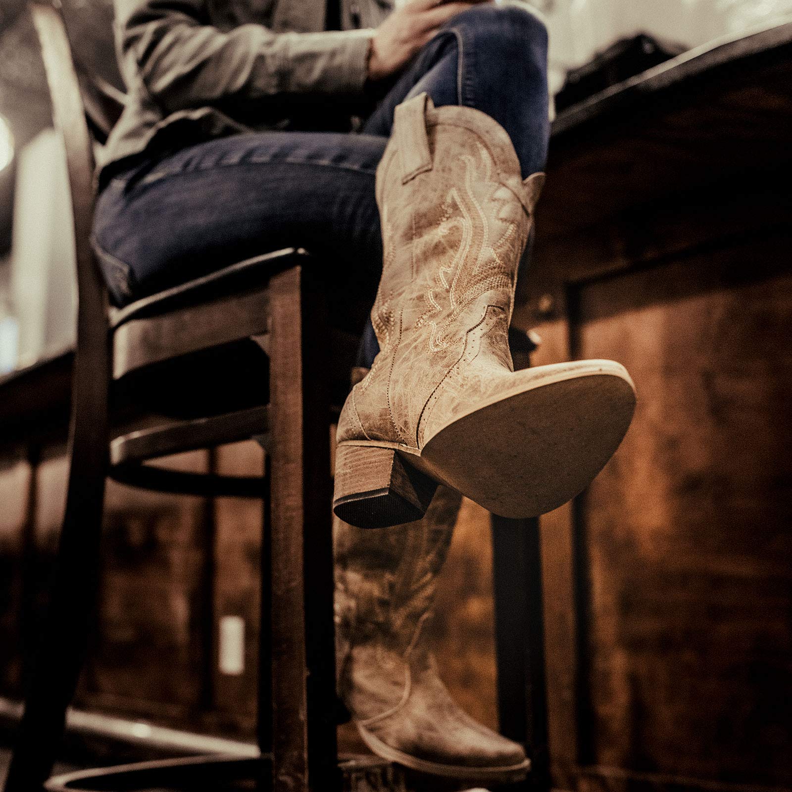 HISEA Rollda Cowboy Boots for Women, Cowgirl Boots, Comfortable Western Boots with Pointed Toe Stitched Embroidery for Country Concert Dancing Wedding Traveling Daily Outfits