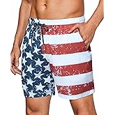 Gleeease 7inch Mens Swim Trunks: with Mesh Liner Pockets Drawstring Quick Dry Stretch Lined Funny Beach Swimming Pool Surf