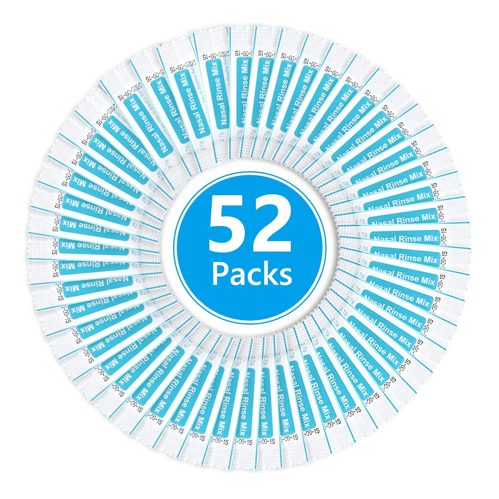 URAQT Sinus Rinse Refill, 52 Packets Neti Pot Salt, Individually Wrapped Nasal Rinse Salt, Sinus Rinse Salt for Neti Pots, Sinus Relief Rinse Kit for Adult & Kid