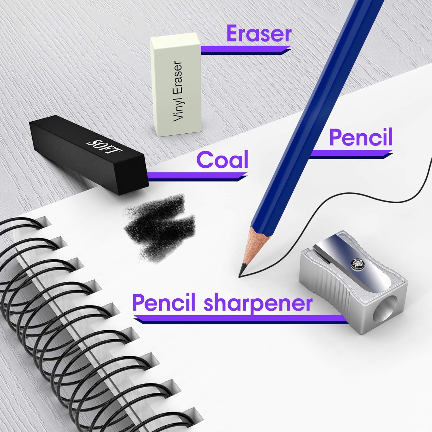 Artisto Drawing and Sketching Pencil Art Set (18 Items), Perfect for Beginners, Kids or Any Aspiring Artist, Includes Graphite Pencils and Sticks, Charcoal Pencils, Erasers and Sharpeners : Office Products