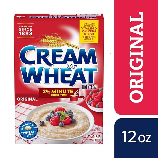 CREAM OF WHEAT ORIGINAL STOVE TOP HOT CEREAL, 2 1/2 MINUTE COOK TIME, 12 OUNCE