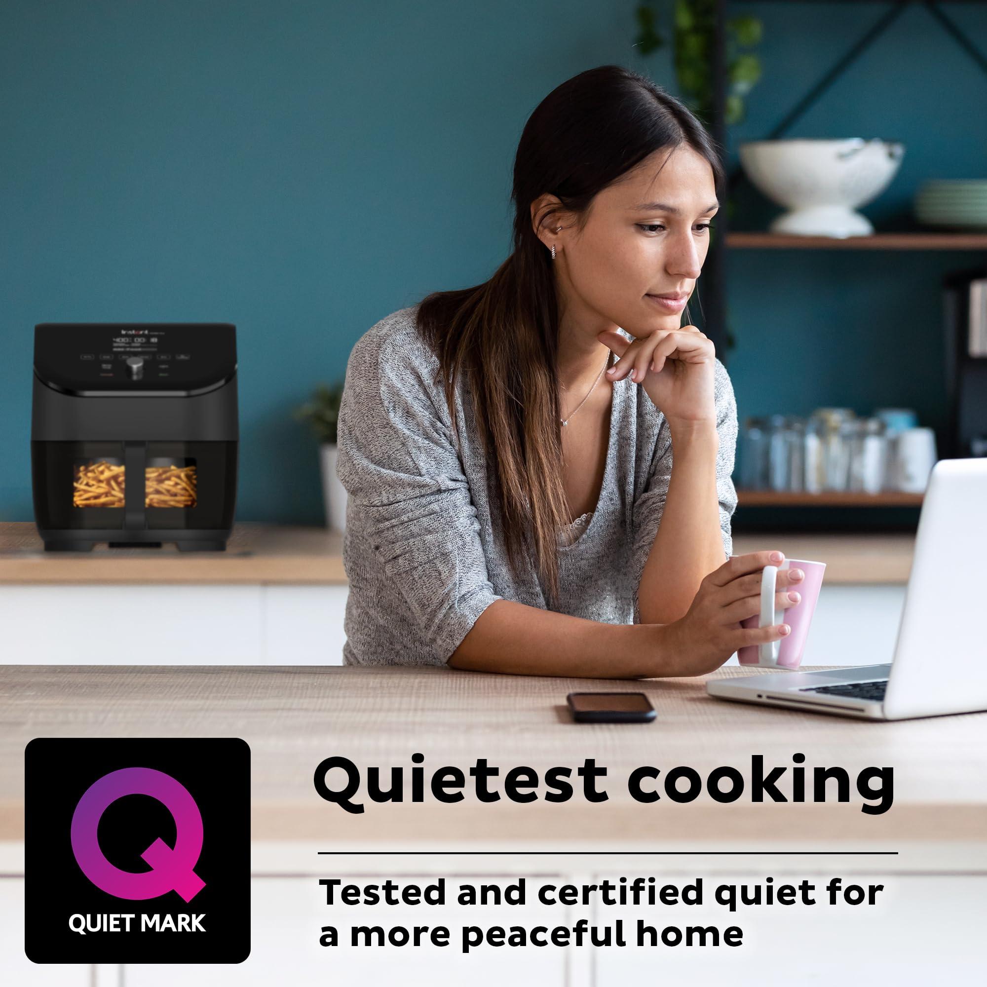 Freidora de aire Instant Pot Vortex Plus 6QT ClearCook, ventanas transparentes, opciones de programa personalizadas, funciones 6 en 1, patatas fritas, asados, asados, deshidratados, horneados, recalentados, de los creadores de Instant Pot, negro