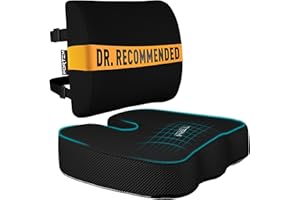 FORTEM Seat Cushion, Office Chair Cushion, Lumbar Support Pillow for Office Chair, Memory Foam Sciatica Coccyx Tailbone Pressure Pain Relief, Car Sitting Pad, Washable Non Slip