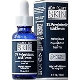 Admire My Skin Organic Polyglutamic Acid Facial Serum - Powerful Hydration & Anti Aging + Hyaluronic Acid + Propolis 1oz
