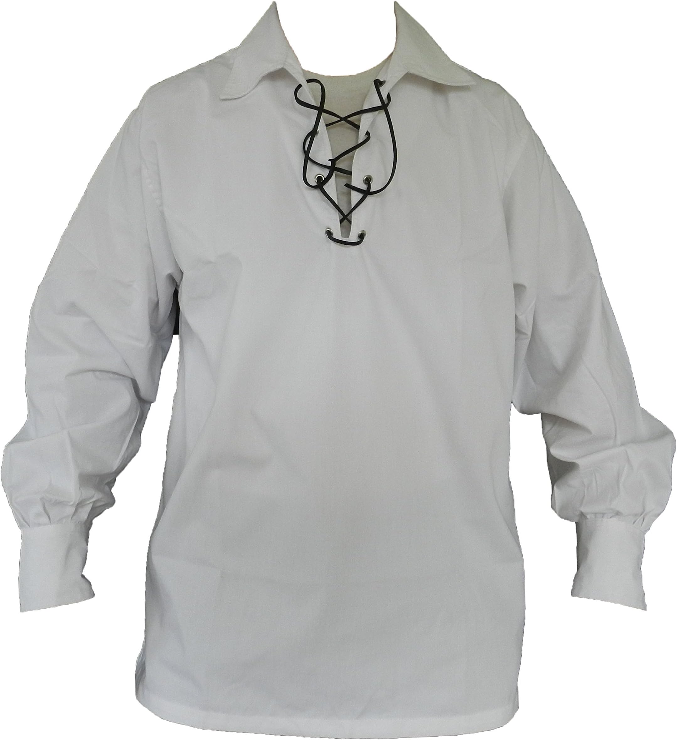 UT KiltsMen’s Long Sleeve Shirt, Jacobite Ghillie Shirt for Kilts, w/Leather Tie
