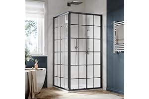 SUNNY SHOWER Double Sliding Shower Door with 1/4 in. Clear Tempered Glass Corner Shower Enclosure 36 in.D x36 in. W x 72 in. H Corner Shower Doors Black Hardware Framed Glass Shower Stalls