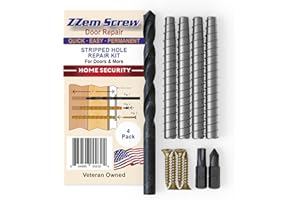ZZEM SCREW 4-PK - #9x3 Permanent Door Hinge Repair Kit – Easy Stripped Screw Hole Repair – Reinforce Door Hinges, Strike Plates & Door Jamb Repair – Quickly Fix Stripped Hinge Screws in Minutes - Made in USA