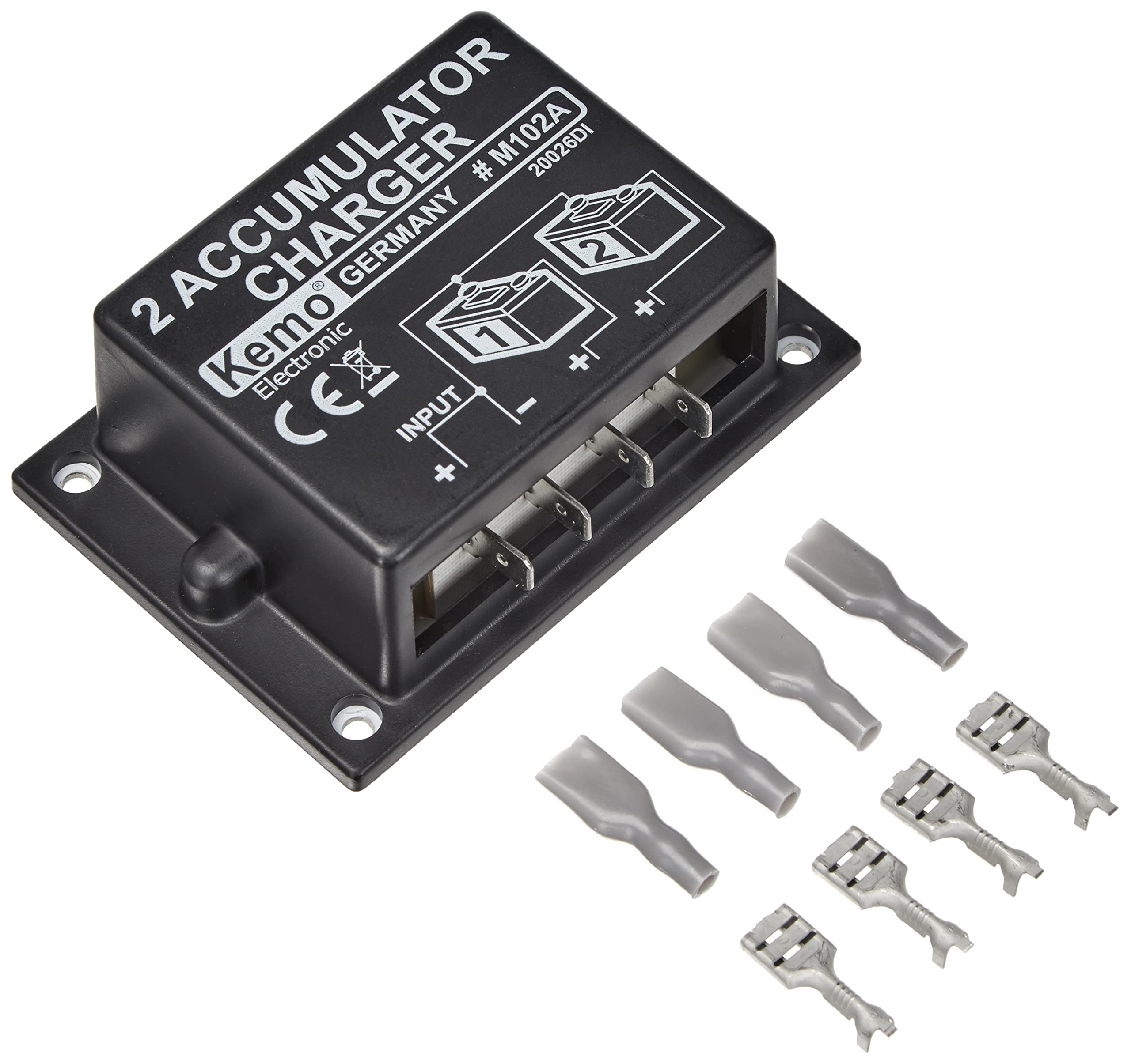 Kemo M102A Double Lead-Acid Battery Charger Module, 6 - 24 V / DC, Charge 2 Batteries Simultaneously but Separately Using a Car Alternator, Solar Power System, Battery Charger or Other Power Source, Maximum Charging Current: 10 A