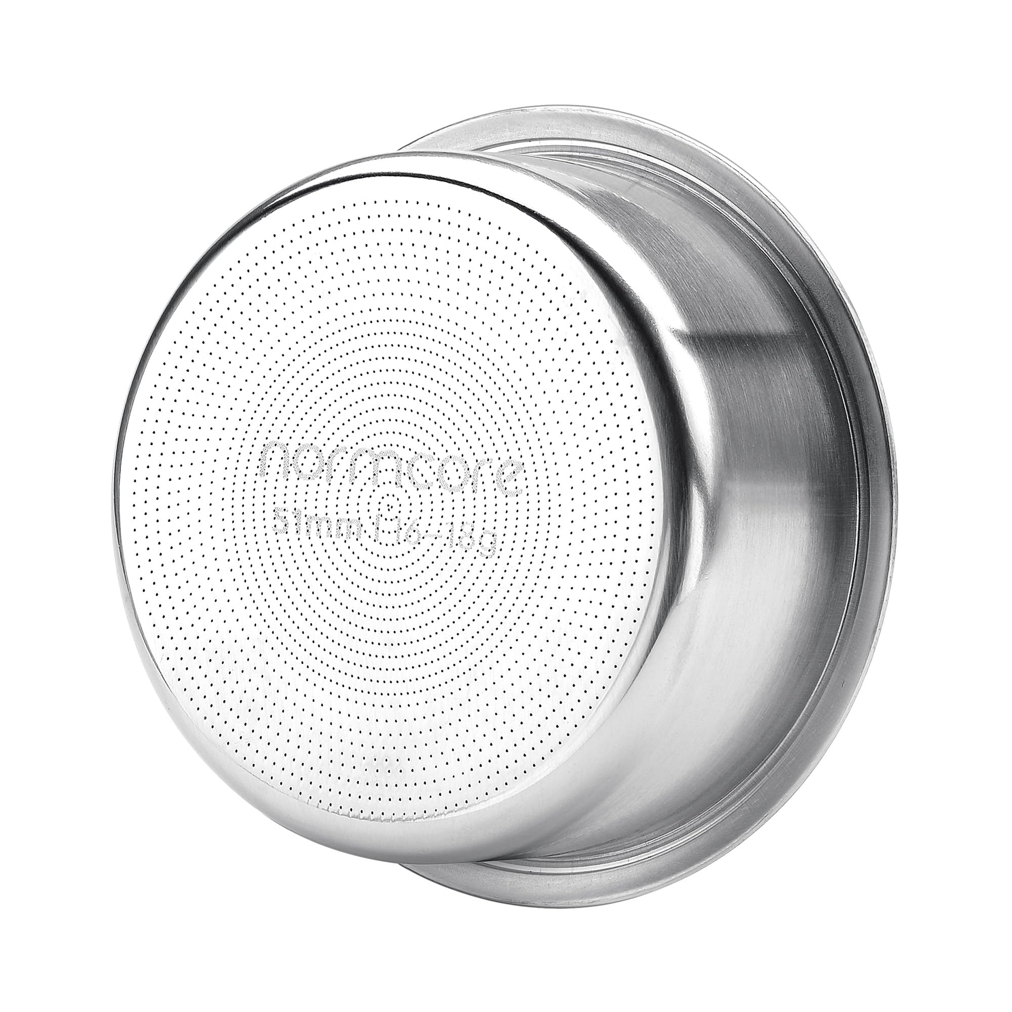 Photo 1 of Normcore 51mm High Extraction Filter Basket, 16-18g High Uniformity Precision Basket Fits Delonghi Portafilters, 0.8mm Thickness, 2415 Hole Pattern, Comes with a 51mm Puck Screen and Paper Filters