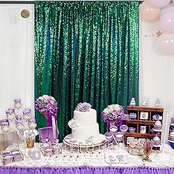DUOBAO Colorful Green Sequin Backdrop Curtain