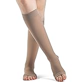 Sigvaris DYNAVEN Women's Compression Calf-High Socks 20-30mmHg - Open Toe Design for Daily Comfort & Support