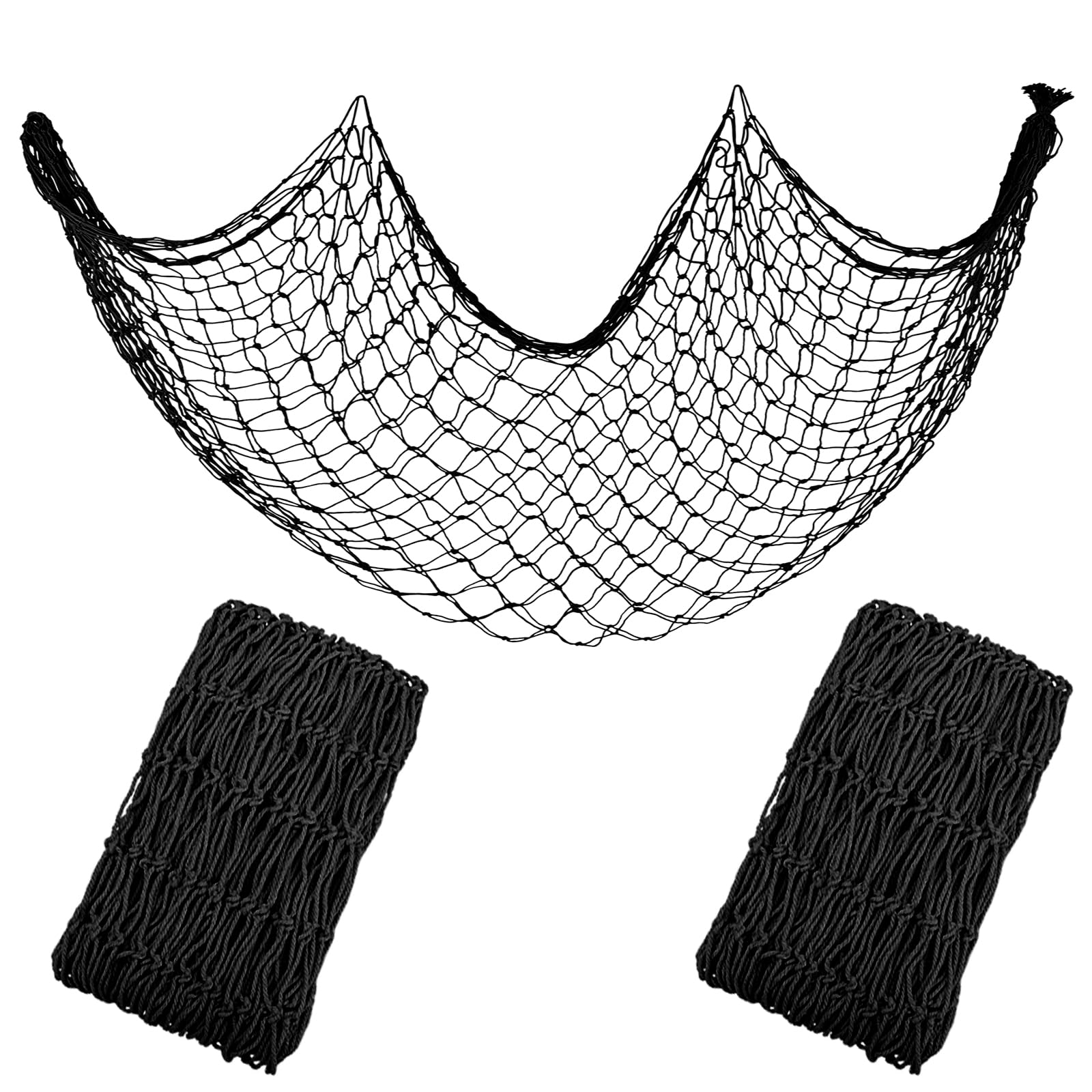 Photo 1 of Decorative Fishing Net 5x10 ft,YuanDe 2 Pack Large Black Picture Fish Net, Wall Photo Hanging Fishnet for Nautical Mermaid Pirate Ocean Themed Hawaii Beach Under The Sea Party Decorations