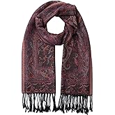 Umjetnost Womens Soft Silky Pashmina Rave Scarf Paisley Pattern Pashmina Shawl Wrap with Fringes