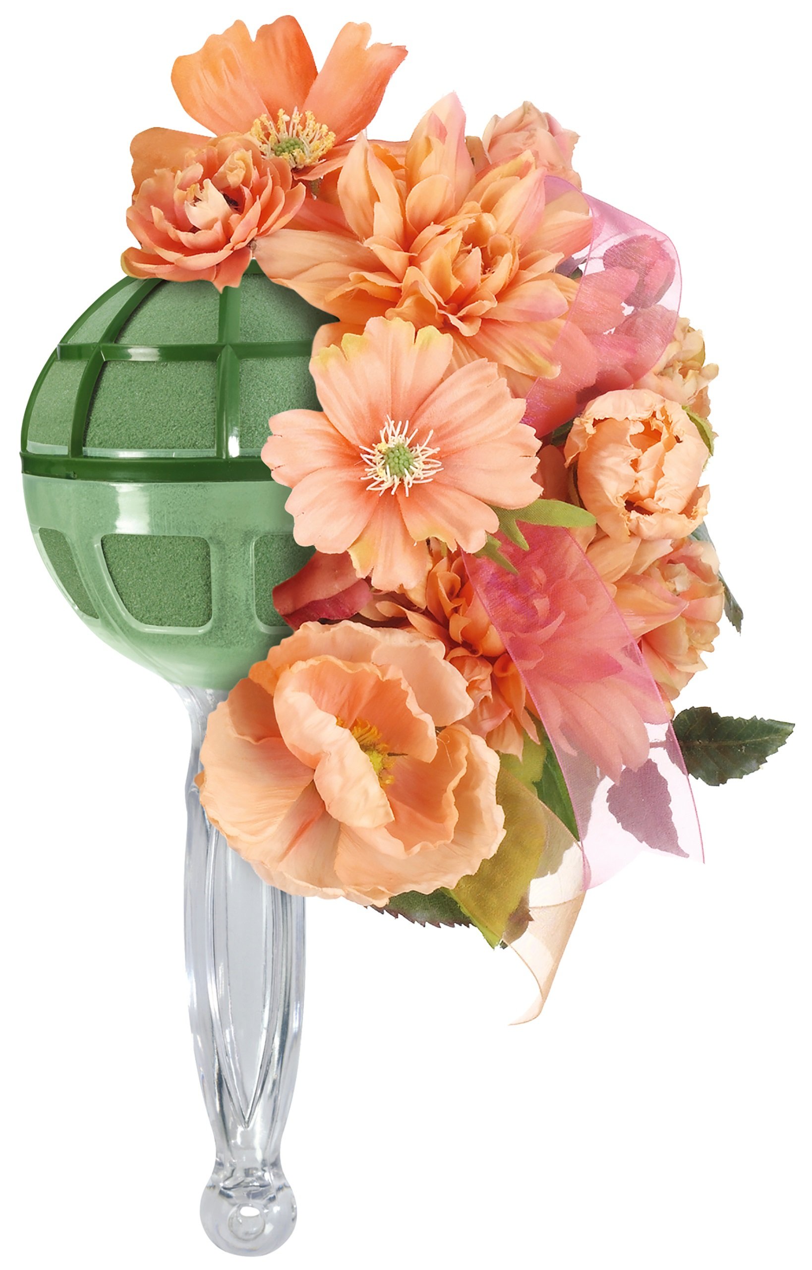 FloraCraft Gala Bouquet Holder with Floral Dry Foam 4.1 Inch x 9.75