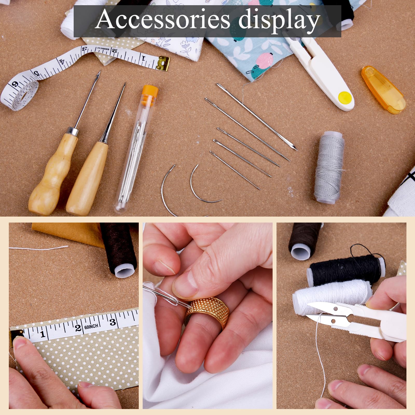 30 Pcs Sewing Kit, Upholstery Repair Kit Heavy Duty Sewing Kit with Upholstery Thread, Sewing Awl, Hand Sewing Stitching Needles for Furniture, Canvas, Weave and Leather Craft DIY