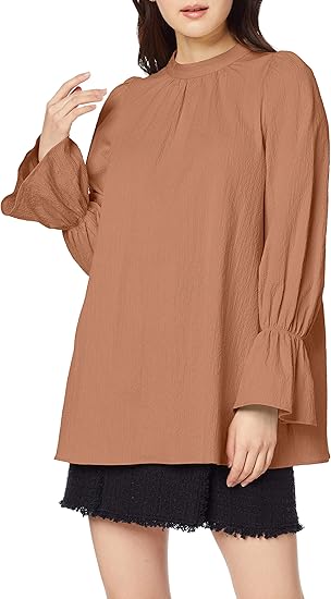 Amazon リリーブラウン 後ろ開きボリュームブラウス Lwft1067 レディース Brw 日本 F Free サイズ シャツ ブラウス 通販