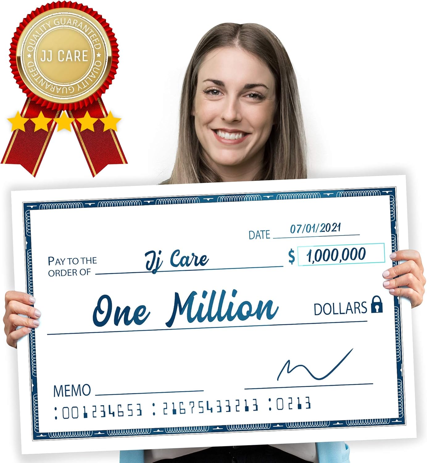 [Upgraded] Dry Erase 16" x 24" Oversize Giant Check - Large Fake Checks - Big Blank Presentation Check - Reusable Giant Checks for Charity Donation, Lottery, Raffle, Novelty, Fundraiser (Pack of 1) : Office Products