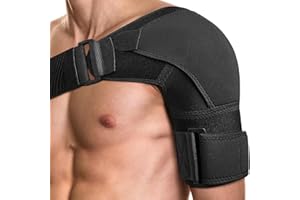 POAGL Adjustable Shoulder Brace for Men - Both Left and Right Arm - Pain Relief for Torn Rotator Cuff, Compression Support Sleeve for Dislocation, Bursitis, Tendonitis (Black, Large)