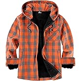 SCODI Men's Flannel Plaid Jacket Warm Sherpa Lined Fleece Hoodies for Men Zip Up Thick Jackets Winter Coat with Pocket