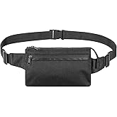 Extra Long Strap Fanny Pack, 59 Inch Max Adjustable Strap Plus Size Crossbody Bag, Extended Length Waist Bag for Travel Hiking Running Sports Black (Black)