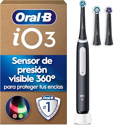 iO 3 Cepillo de Dientes Eléctrico con 3 Cabezales, Negro