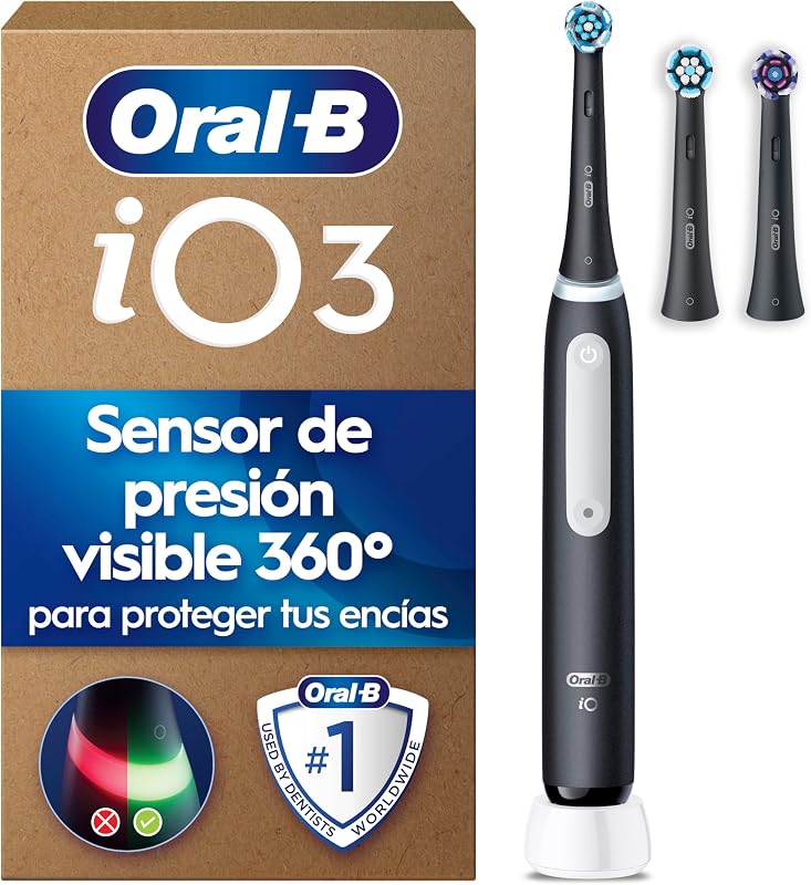 iO 3 Cepillo de Dientes Eléctrico con 3 Cabezales, Negro