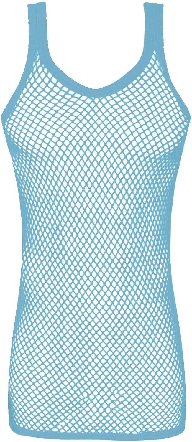 Mens String MESH Vest Cotton Gym Muscle Training Tank Rasta Tops Shirt[Aqua,L] Amazon